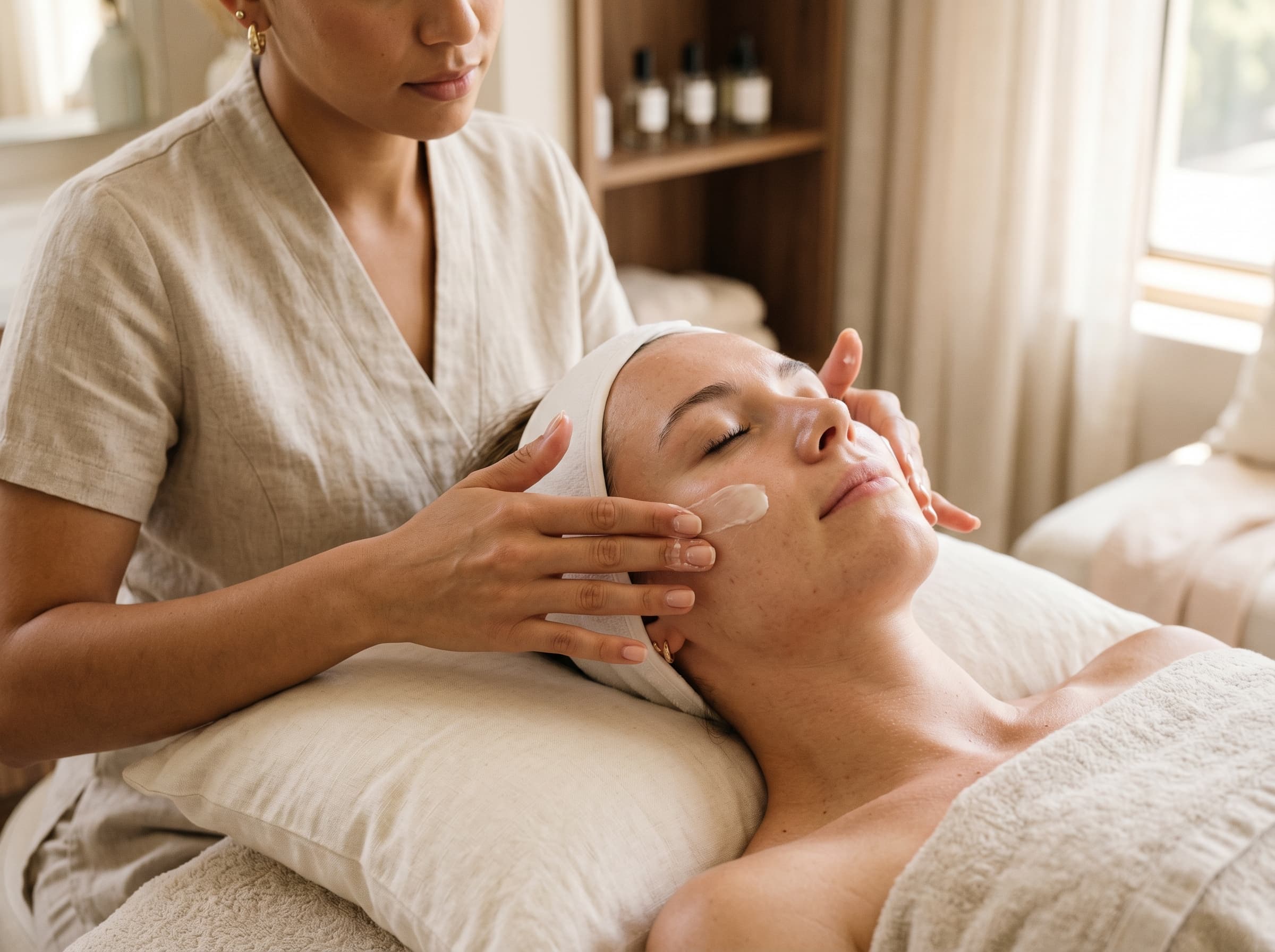 Detalle de un tratamiento facial en curso en Aurora Estética.