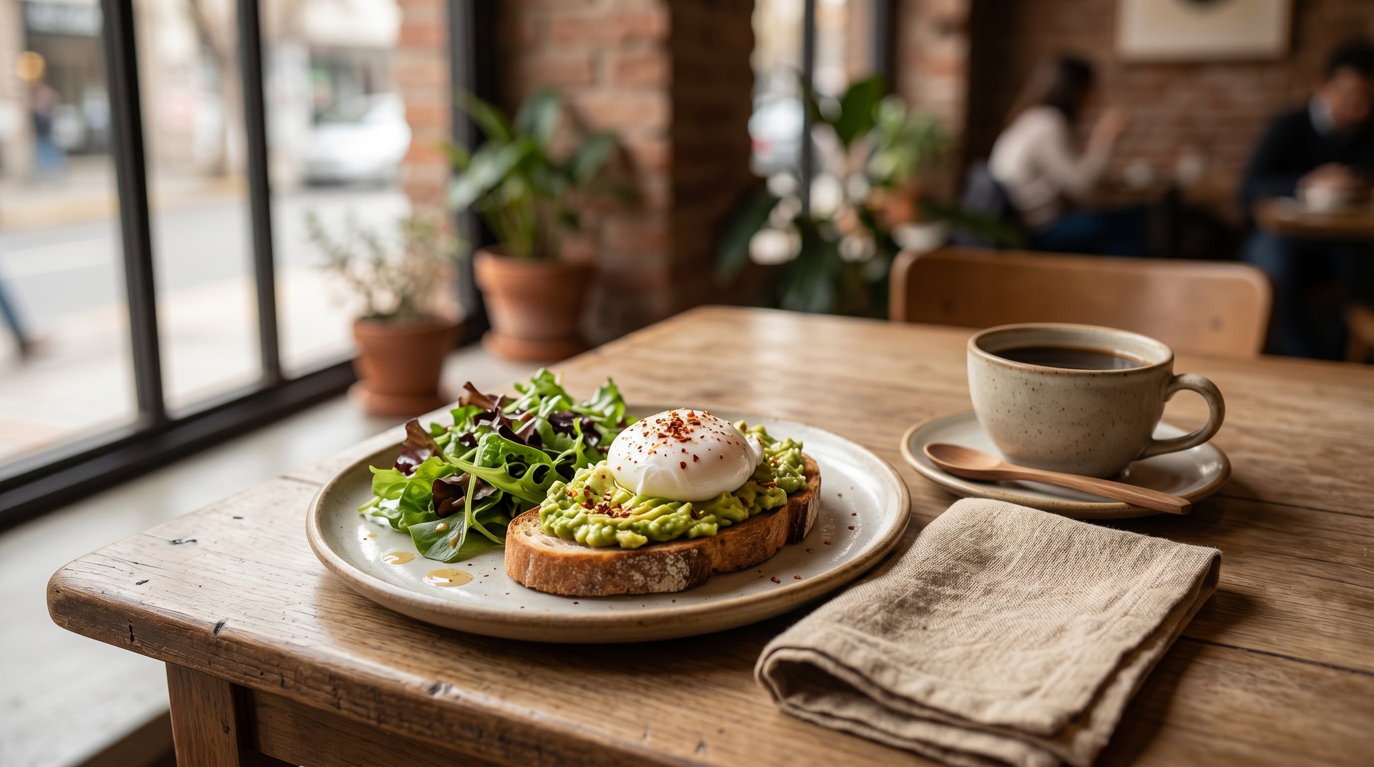 Mesa baja con café filtrado y libreta abierta